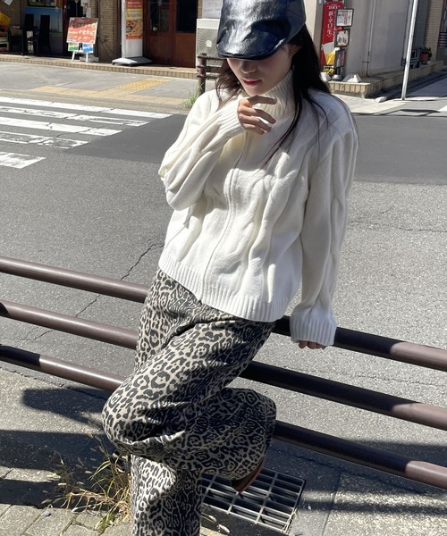 セール】メタルワンポイントハイネックニットジップアップ（ニット