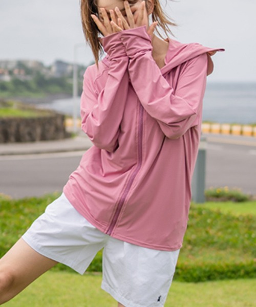ハイネックフード付きUVカットヒンヤリラッシュガード（ラッシュガード