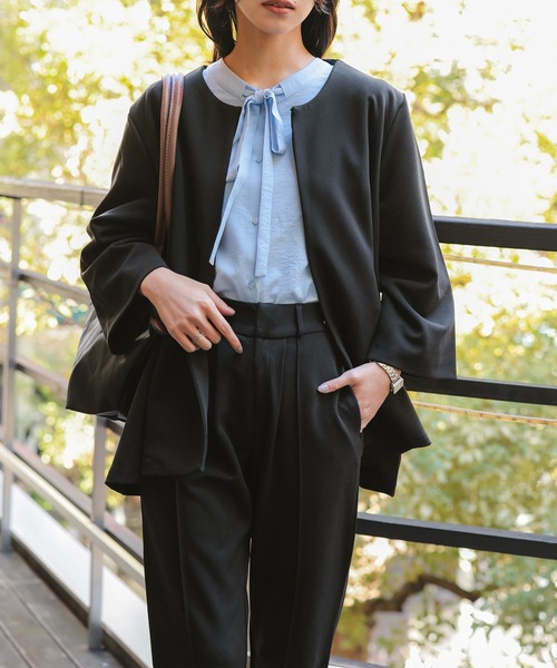 セレモニー ] [ ストレッチ × ノーアイロン ] ジャケット+パンツ 細