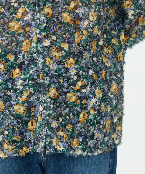 セール】ラメカットジャカード ワイドカラーブラウス（シャツ/ブラウス