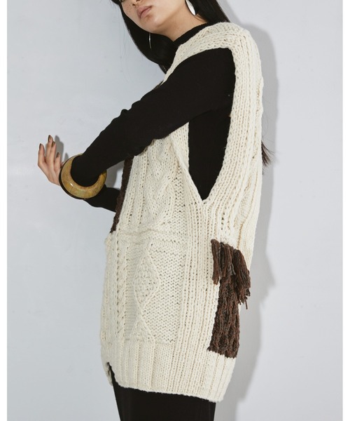 TODAYFUL（トゥデイフル）の「パッチワークハンドニットベスト（ニット