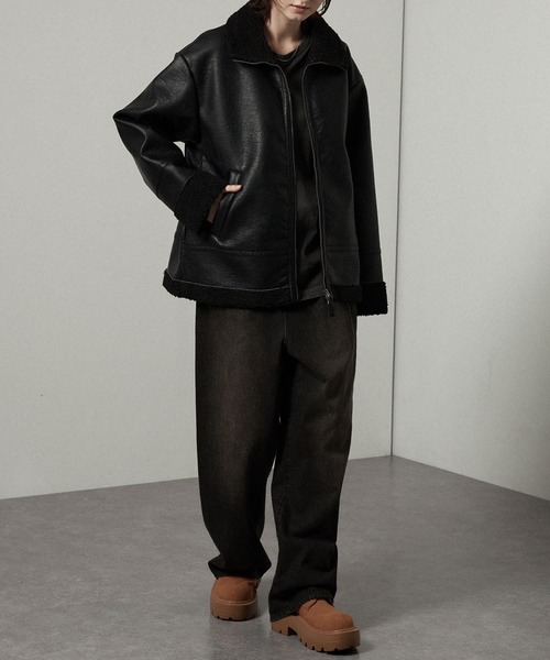 セール】【Alfred Alex】ヴィンテージ加工 B-3 ハイネック ダブル