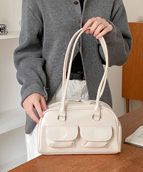 オイル ツーポケット レザー ショルダーバッグ（トートバッグ）｜cream