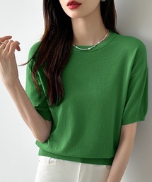 レディースのニット/セーター（グリーン・カーキ/緑色系・半袖