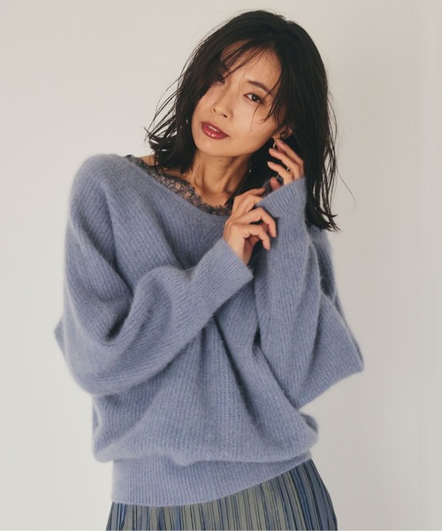 FRAY I.D（フレイアイディー）の「レーストリムラクーンニット（ニット