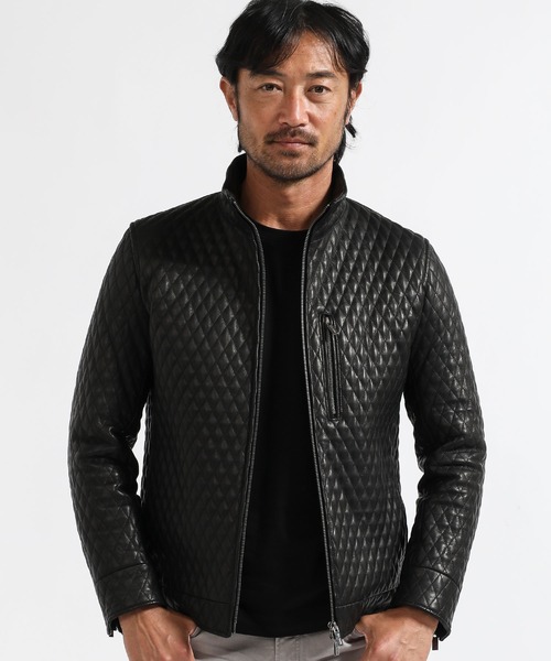 TETE HOMME（テットオム）の「キルティングレザーブルゾン（ライダース