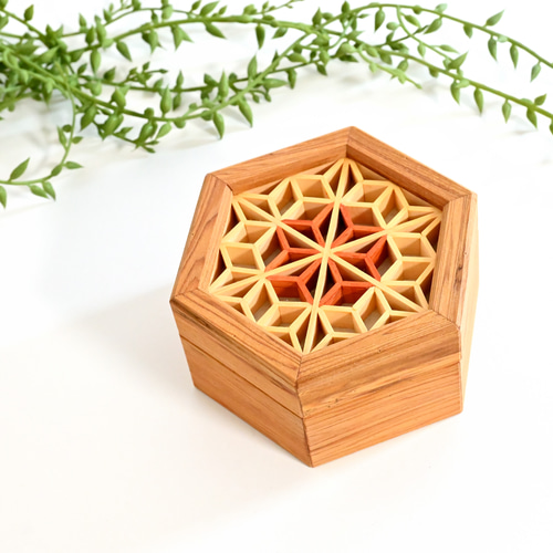 組子の小箱 屋久杉 【麻の葉】 フリーボックス・小物入れ Woodcraft