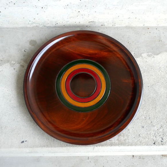 香川漆器*国産天然木使用*三色独楽塗26.5㎝ 大皿・お盆 お盆・トレイ
