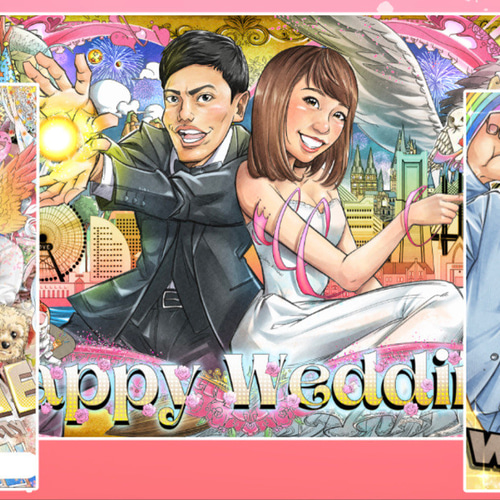 似顔絵【結婚記念日】オーダーメイド 夫婦 お祝い ギフト イラスト