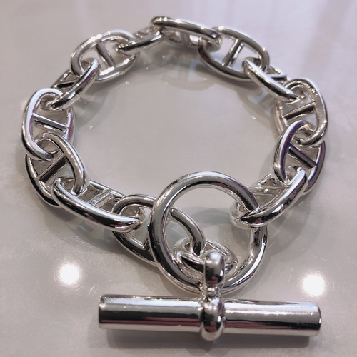 13コマGMサイズアンカーチェーンブレスレット☆シェーヌ23cm☆シルバー