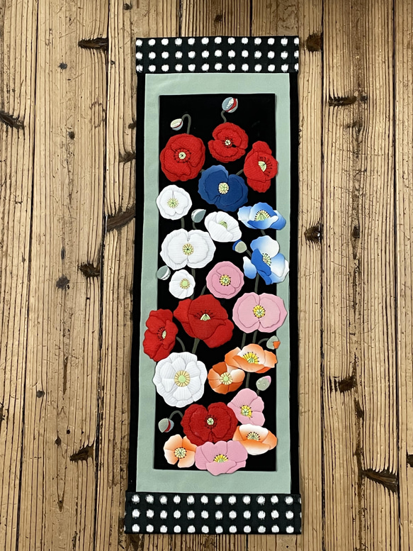 キット】けしの花のタペストリー【押し絵】【古布】 キット 和小物