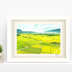 内灘砂丘・夕焼け（パステル画・マット紙付き）額縁：大衣 絵画