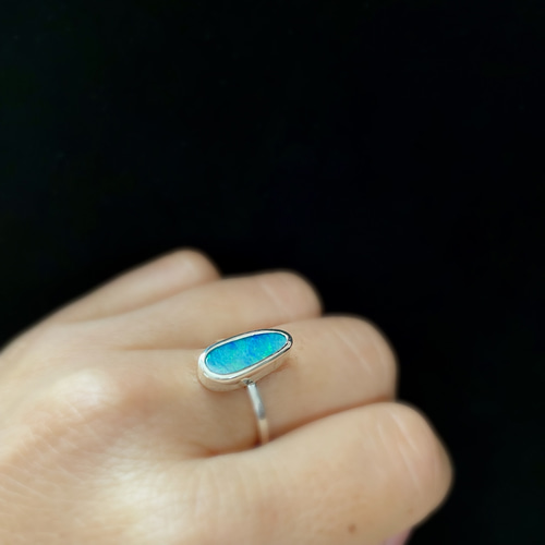 タブレットオパールリング シルバー950 サイズ12号 〈送料無料〉SR-079