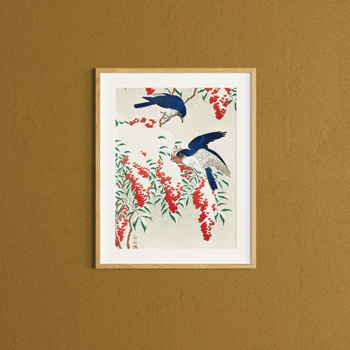 小原古邨、オオルリ鳥、和モダンだけじゃない、応用が利く和柄ポスター