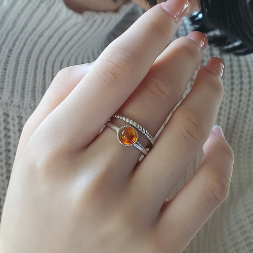 デザインで選べるバルティックアンバー(琥珀)SV925リング2連リング