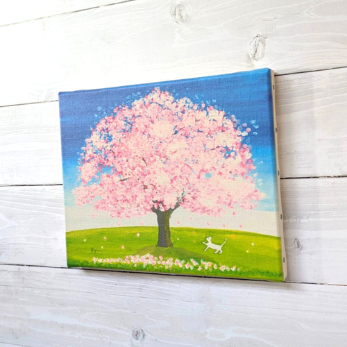春だ』 キャンバス プリント 桜 春 猫 風景画 アクリル画 風水 絵 絵画