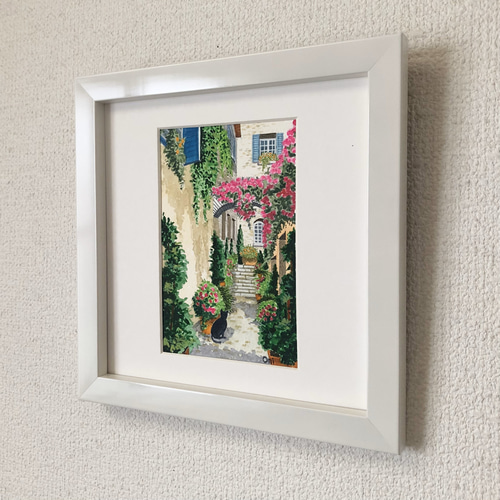 花の咲く路地03」透明水彩画 原画 風景画 ハガキサイズ 絵画 Oni 通販