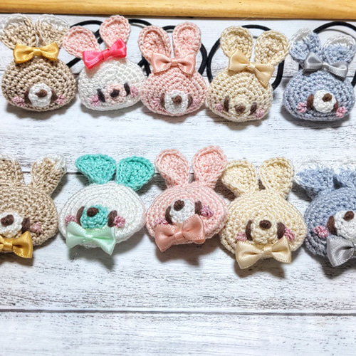 ☆【受注制作】うさぎちゃんのあみぐるみヘアゴム2本セット☆送料無料