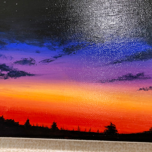 アクリル原画-夕暮れの空 星空/夜/キャンバス/プレゼント/インテリア