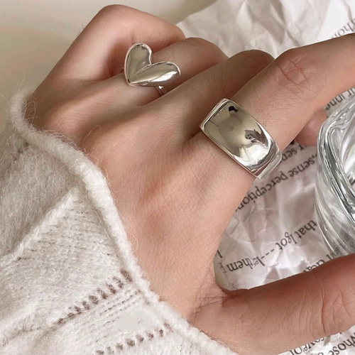 シルバー925 ぷっくり ハート リング 指輪 silver925 フリーサイズ