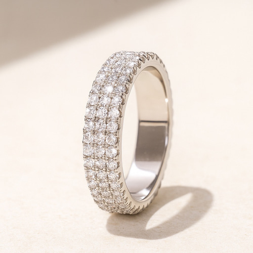 モアサナイト フルエタニティリング｜1.5mm 3連デザイン（Dカラー