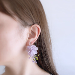 ◎プリザーブドフラワーピアス（イヤリング）／すみれ ピアス（フック