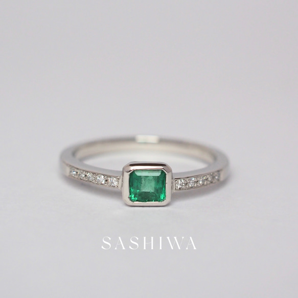 エメラルドプラチナリング 12号 pt900 高品質ダイヤモンドを使用した