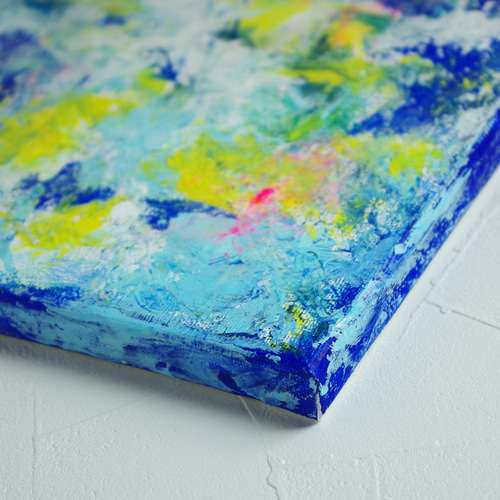 原画】抽象画 青の嵐 約273×220mm（F3サイズ） 絵画 La couleur aya