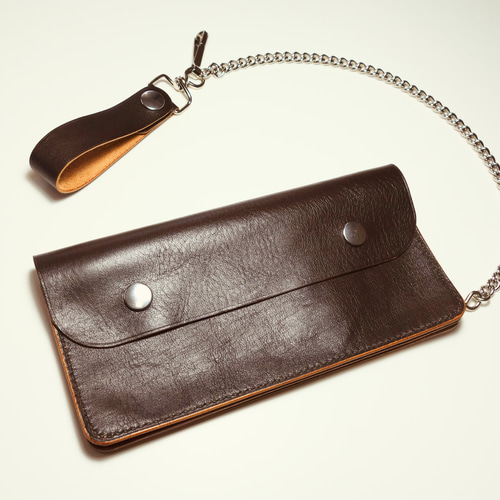 トラッカーウォレット2型 チェーン付き 長財布 ホースハイド ダーク