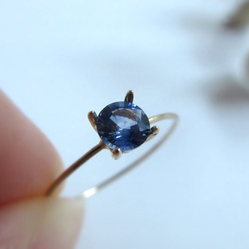 K10上質粒4mm「スリランカ産ブルーサファイア」ファセットリング【9月