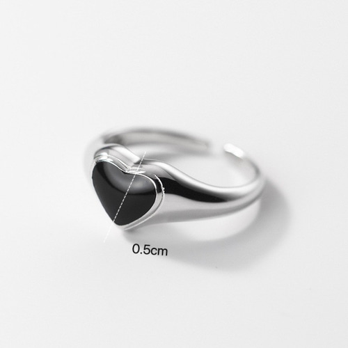 シルバー925 ブラック ハート リング 指輪 silver925 フリーサイズ