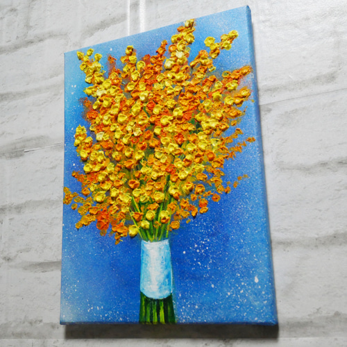 油絵 油彩 油彩画 絵画 絵【ミモザブーケ】 絵画 HR 通販 17538866