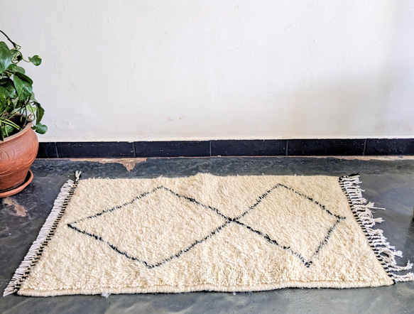 モロッコ ラグ ベニワレンNo.8 ホワイト カーペット 絨毯 カーペット