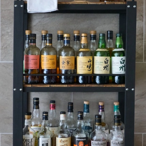 ウィスキーラック 男前インテリア 棚 インダストリアル 収納 お酒 多肉