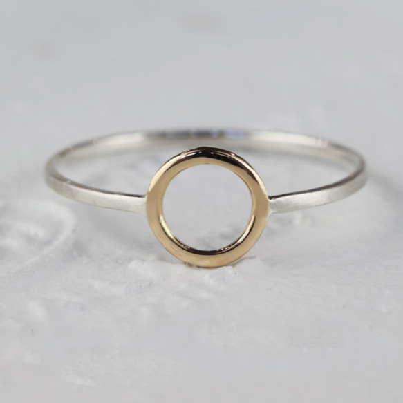 K18 silver950コンビ】cercle コンビリング サークル 円 丸 普段使い