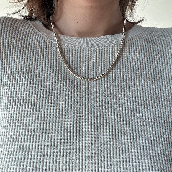 ナバホパール4mm玉50cmネックレス✶シルバー925silverインディアン