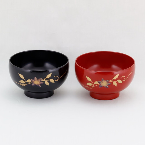 伝統工芸 輪島塗 夫婦椀「ペア～鉄線蒔絵」 【8】 お椀・ボウル・鉢