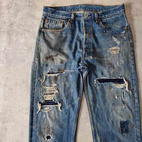 W33表記 リペアカスタム usa製 リーバイス 501 リメイクデニム