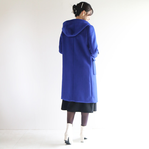 冬新色【ロイヤルブルー】ふんわりウール素材ロングダッフルコート
