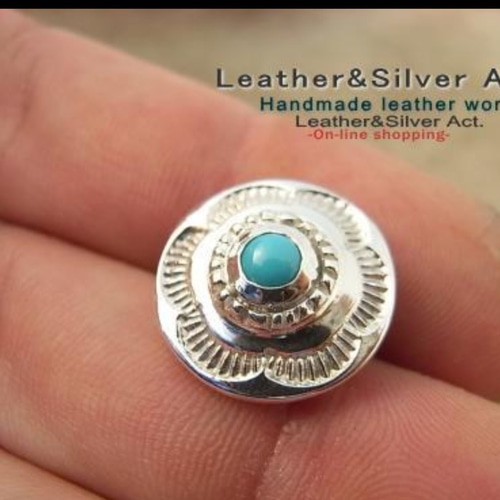 ターコイズハンドメイドコンチョ シルバー925 ナチュラルターコイズ