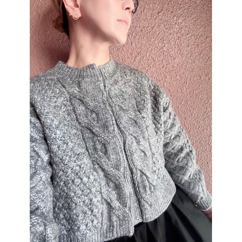 RATA オリジナルニット ケーブル柄 BLACK カーディガン RATAオリジナル