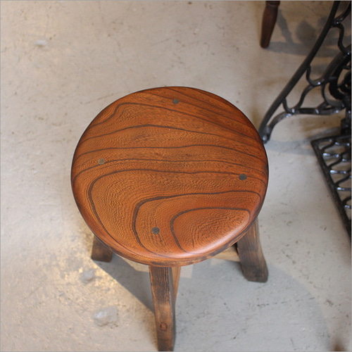 丸椅子 木製 アンティーク おしゃれ ケヤキ材 無垢材 リメイク品