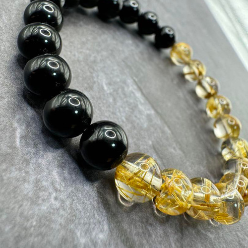 超高品質 ルチル✖️オニキスブレス 天然石 ブレスレット ヒカル