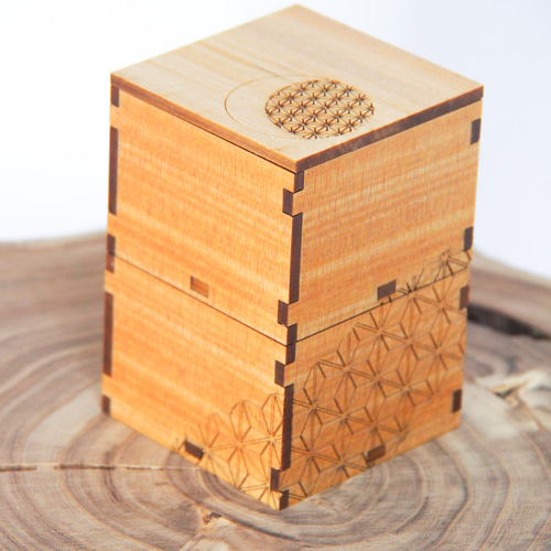 上蓋小箱 二段式 【太線】 和柄刻印版 その他インテリア雑貨 Kita