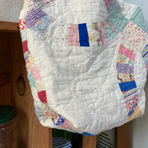 F アメリカンアンティークキルト ダブルウェディング リメイクバッグ