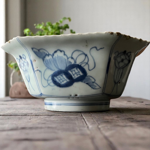 伊万里染付麒麟八角鉢＜金継ぎしました＞ お椀・ボウル・鉢 antique