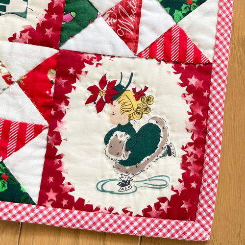 C クリスマスのミニタペストリー パッチワークキルトタペストリー