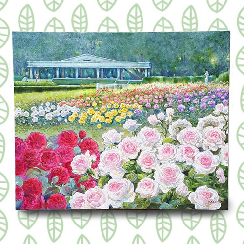 一点物】『 ローズ キャッスル （薔薇の城） 』油絵 F20号 油彩 絵画