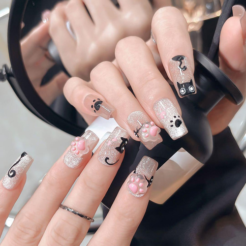 P915(5個)ネイルパーツ クリア白 肉球 犬猫 愛猫家 愛犬家 ポップ 足跡