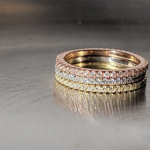 最高品質 モアサナイト 人工ダイヤ フルエタニティ リング ピンク